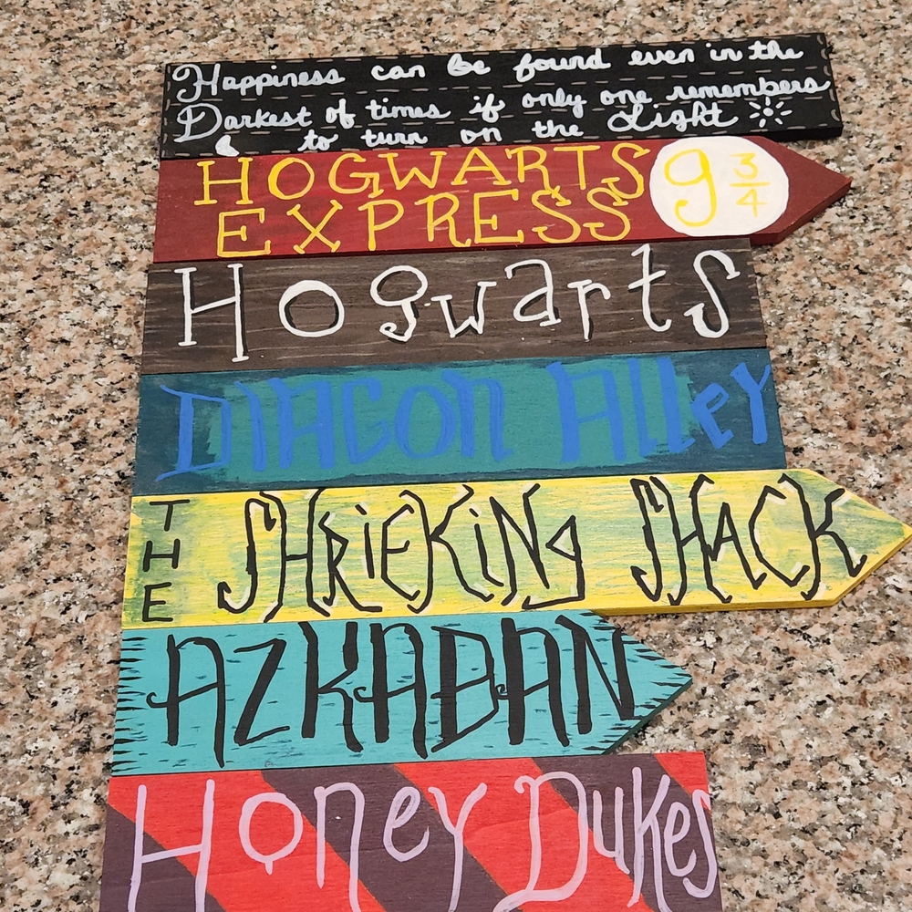 Colorful Harry Potter Themed Wooden Signs